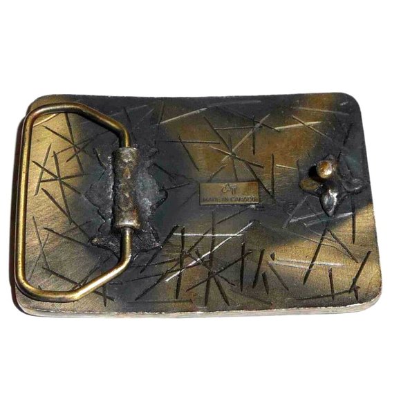 Vtg. CAT Designs Brass Belt Buckle, OILFIELD SERVICES LTD., 3.25 in. x 2.25 in. - Picture 2 of 2